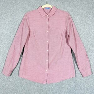 J Mclaughlin Top Womens Small Red Striped Linen Blend Button Front Shirt Coastal